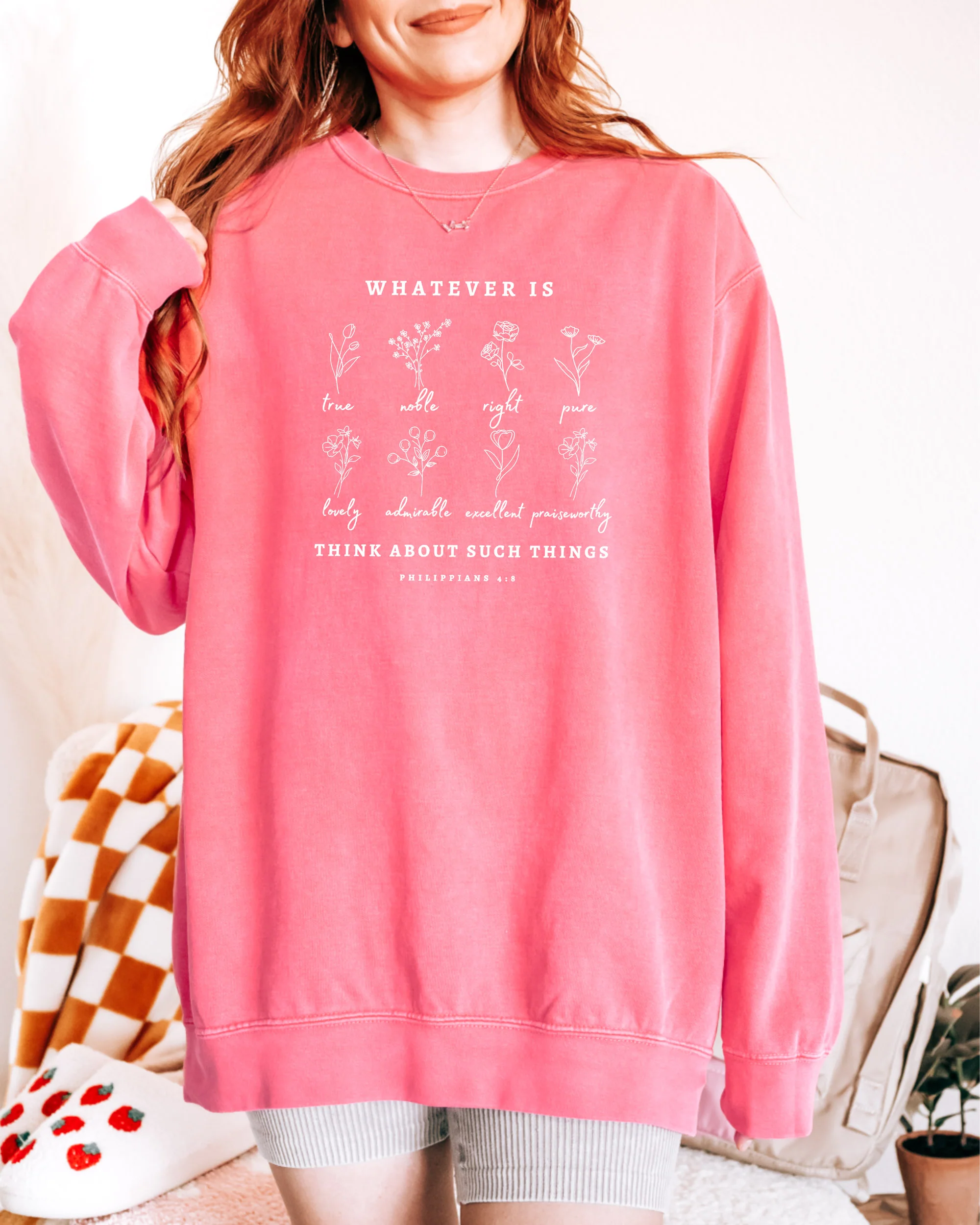 PHILIPPIANS 4:8 WHATEVER IS...THINK ABOUT SUCH THINGS UNISEX SWEATSHIRT - Image 3