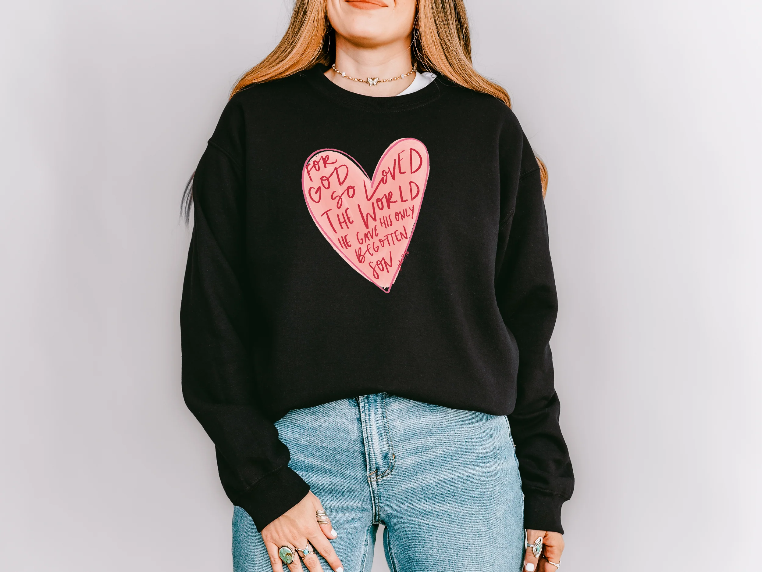JOHN 3:16 HEART DESIGN UNISEX SWEATSHIRT - Image 3