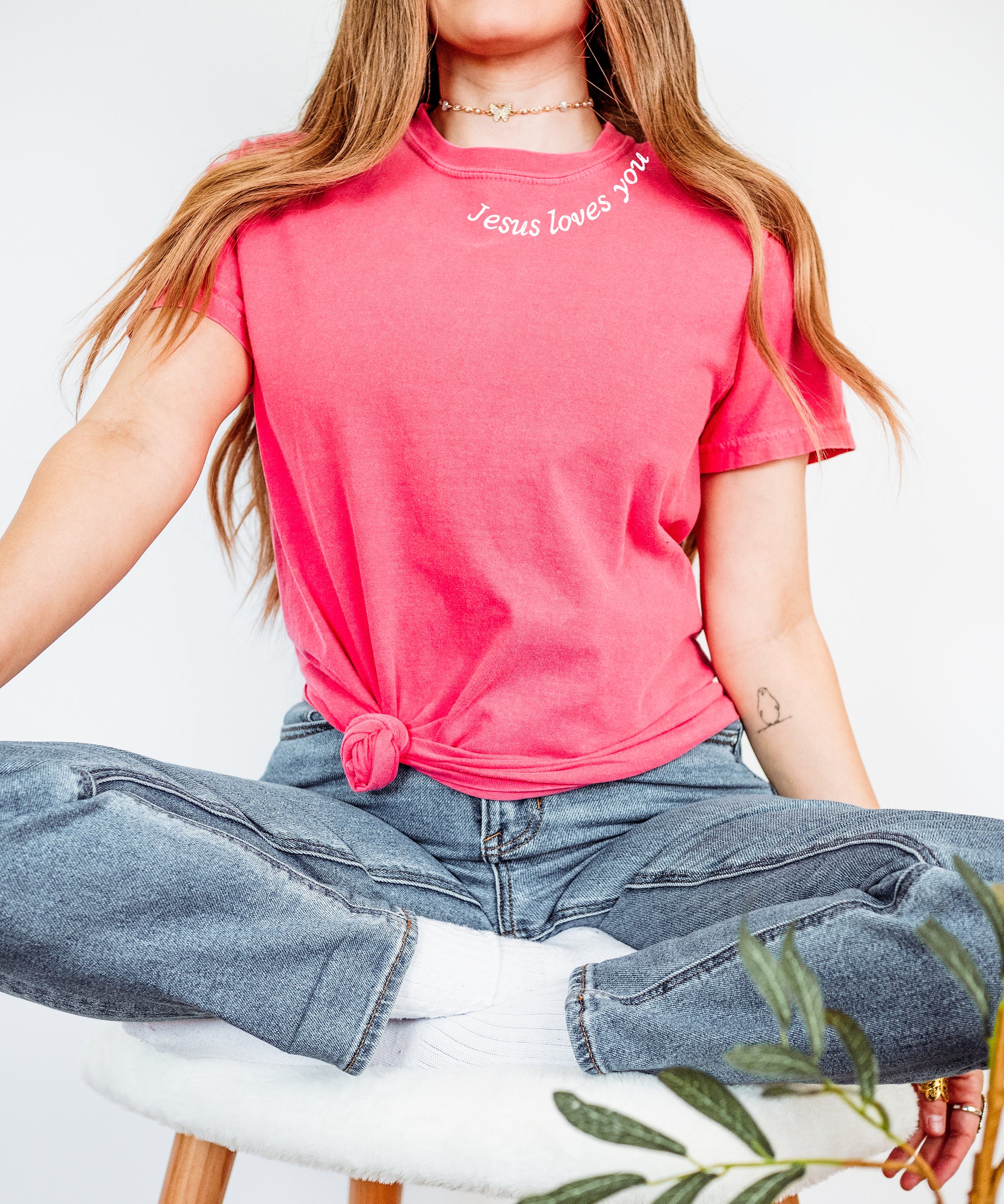 JESUS LOVES YOU AROUND THE NECK UNISEX TEE - Image 2
