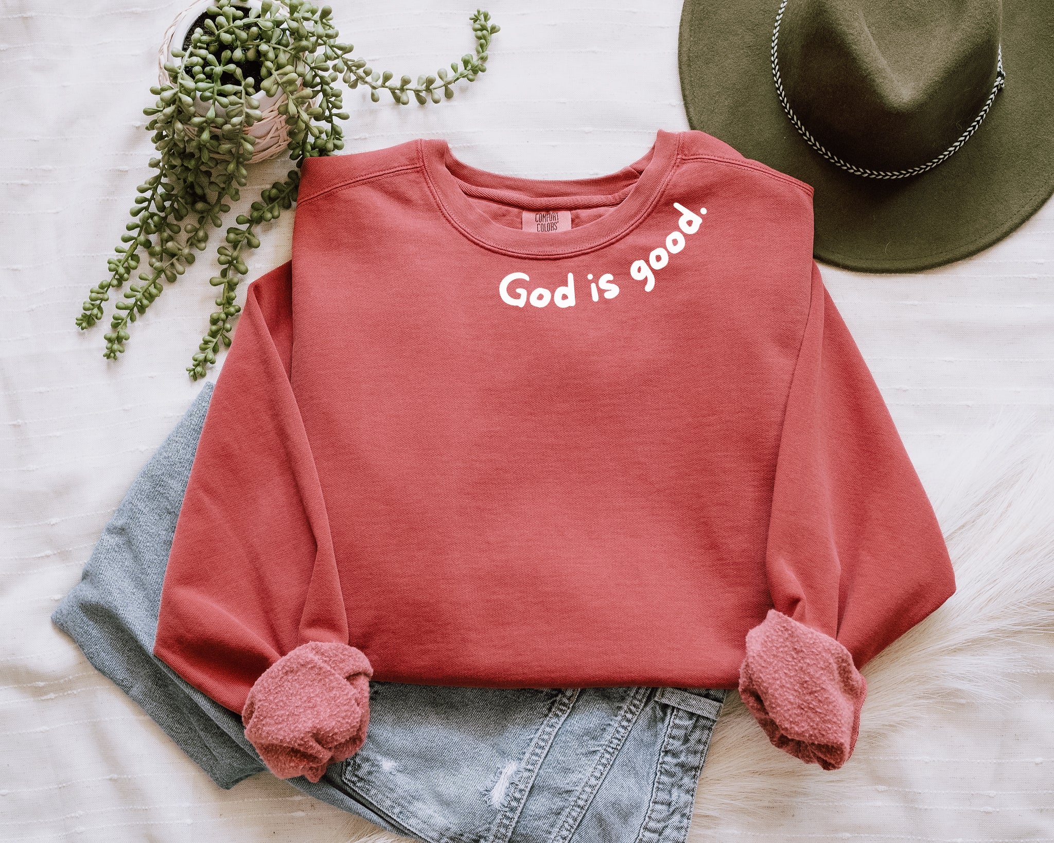 GOD IS GOOD AROUND THE NECK UNISEX SWEATSHIRT - Image 2