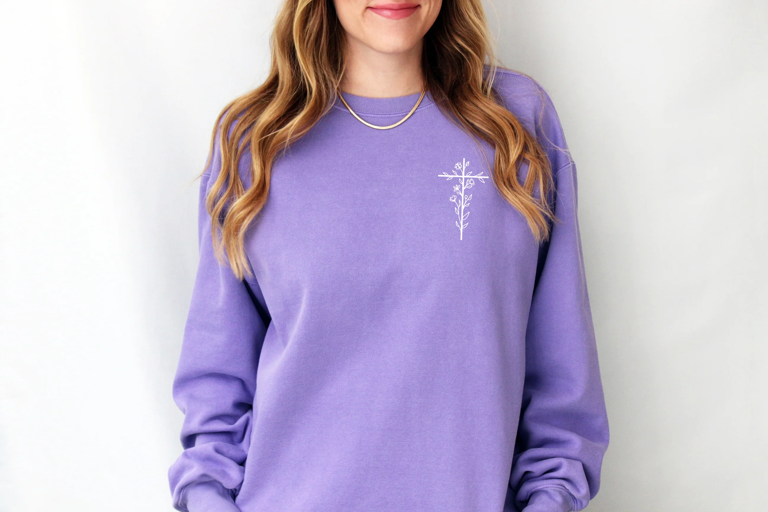 SIMPLE FLORAL CROSS UNISEX SWEATSHIRT