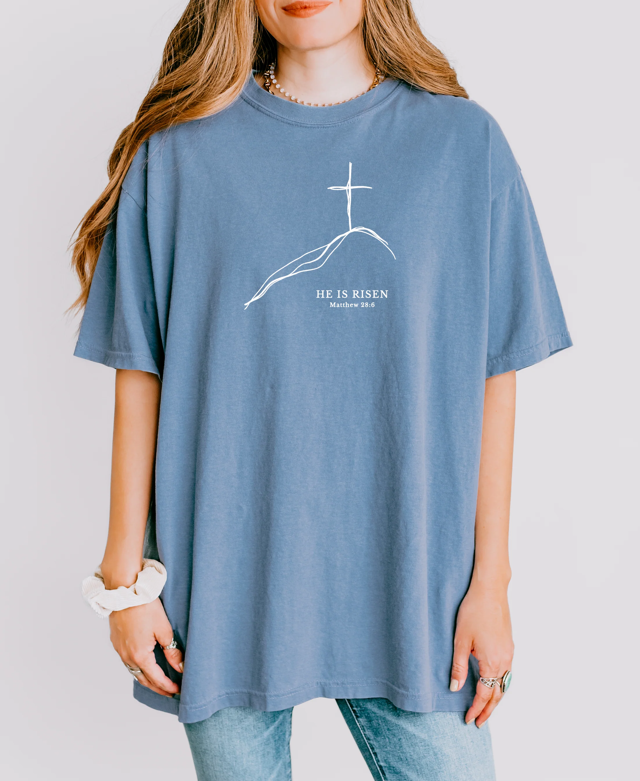 EASTER MINIMALIST CROSS ON A HILL UNISEX TEE - Image 2