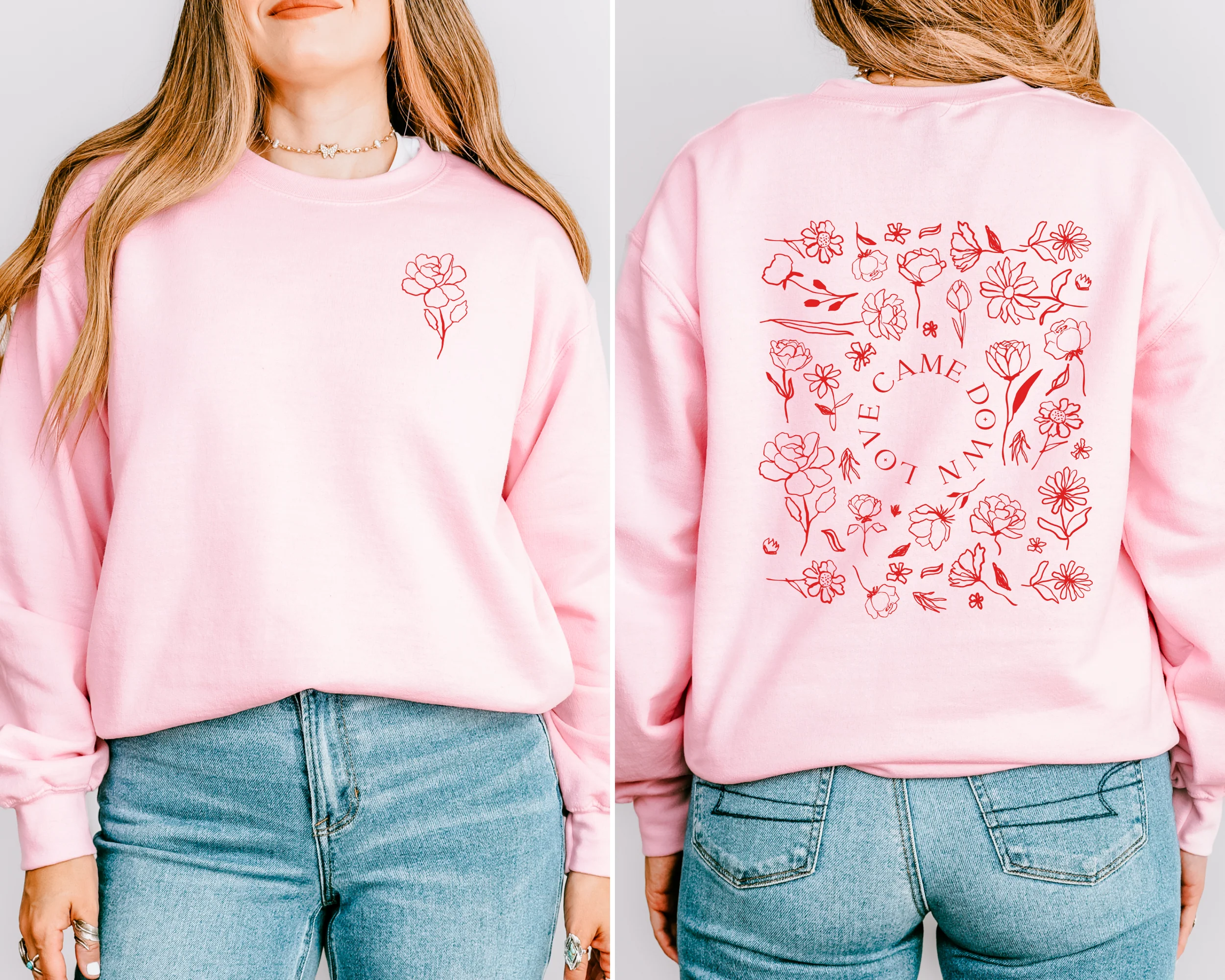 LOVE CAME DOWN ROSE DESIGN UNISEX SWEATSHIRT - Image 3