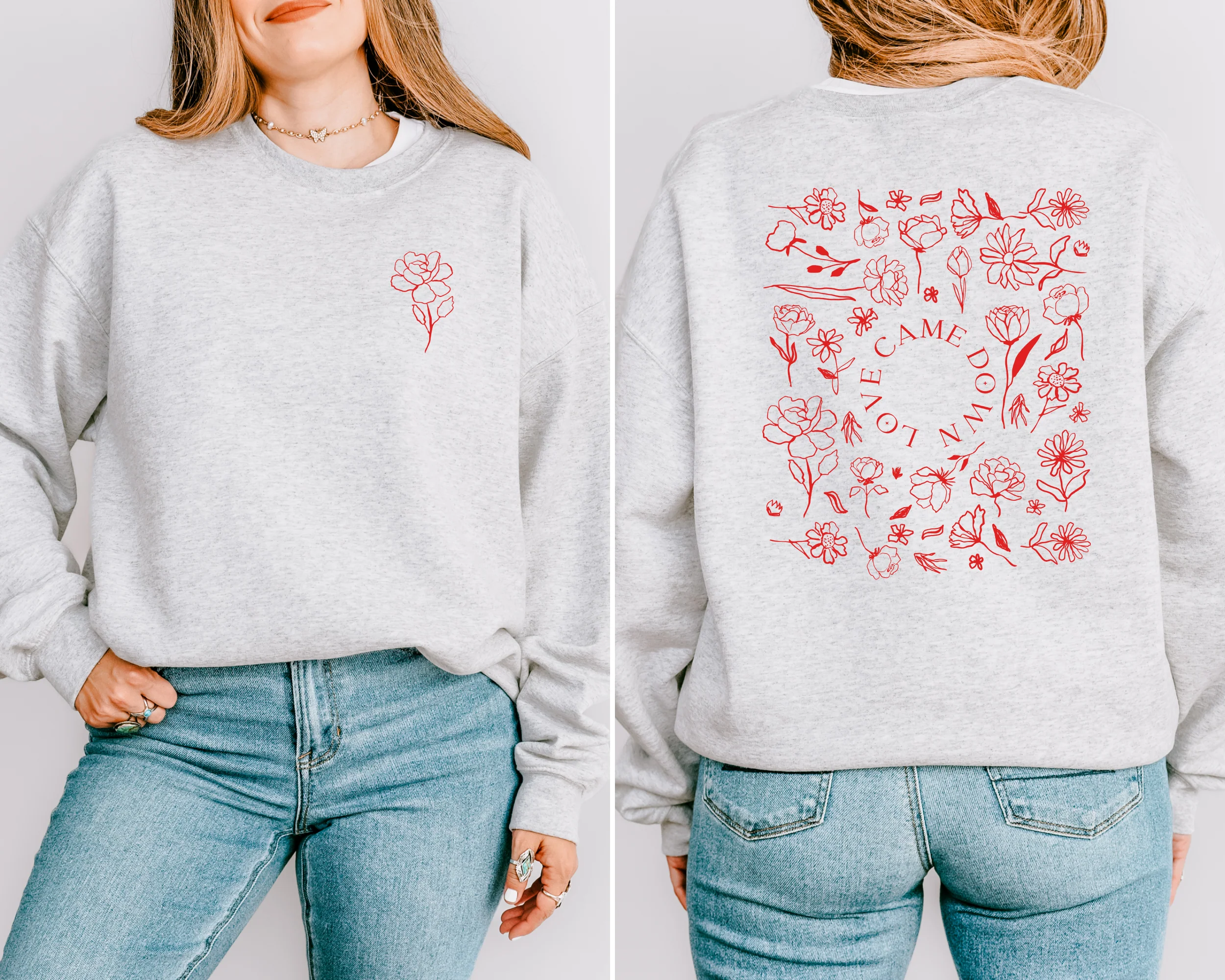 LOVE CAME DOWN ROSE DESIGN UNISEX SWEATSHIRT - Image 4